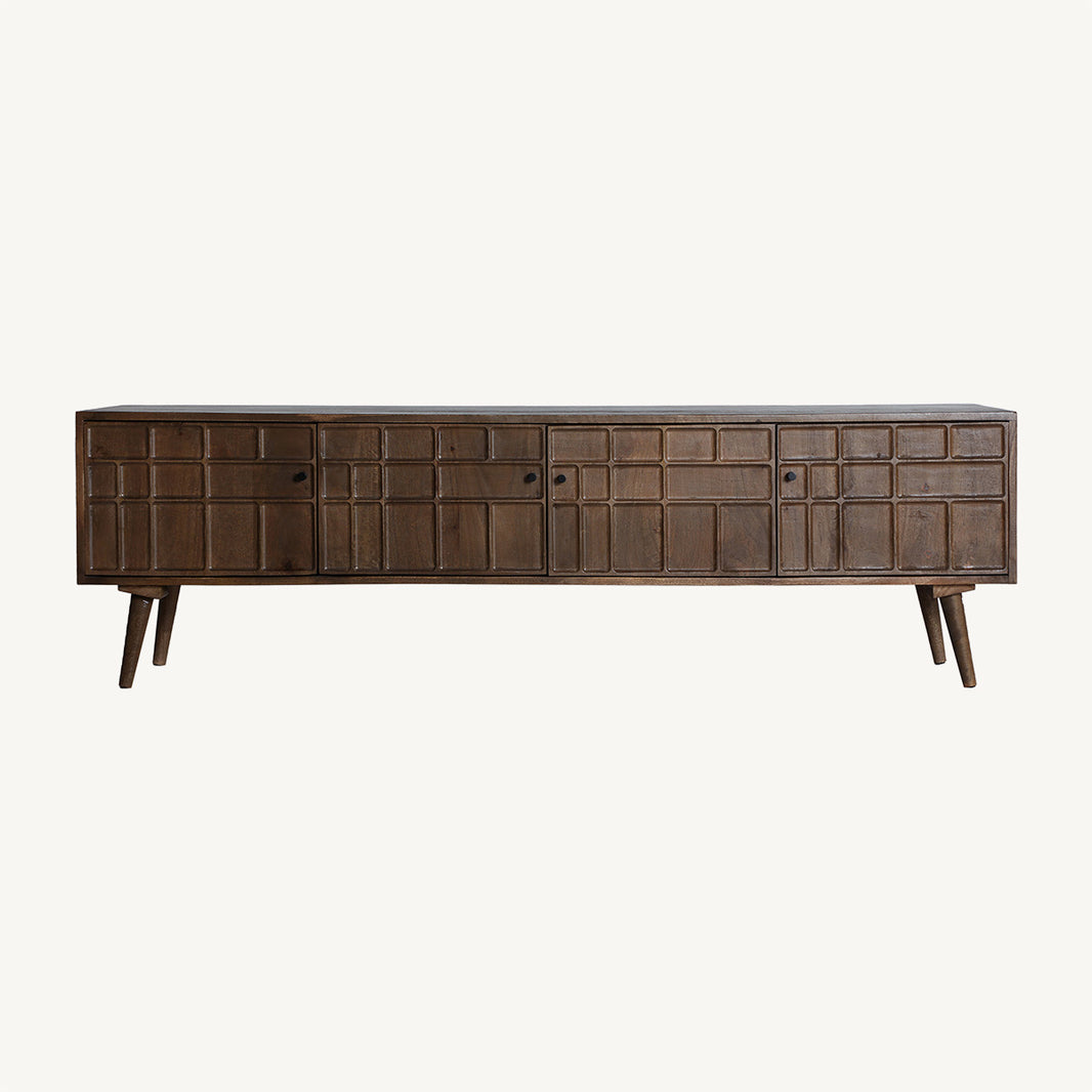 Mueble TV rectangular marrón oscuro contemporáneo