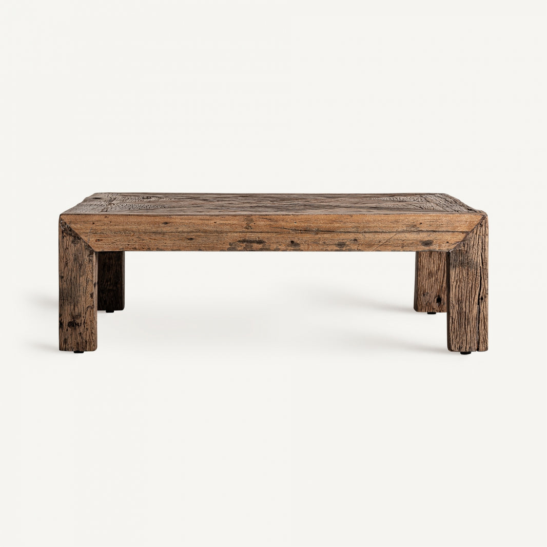 Mesa de centro, cuadrada, en madera de mango. Estilo rústico