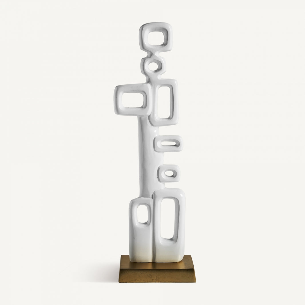 Figura decorativa, blanco y dorado, aluminio