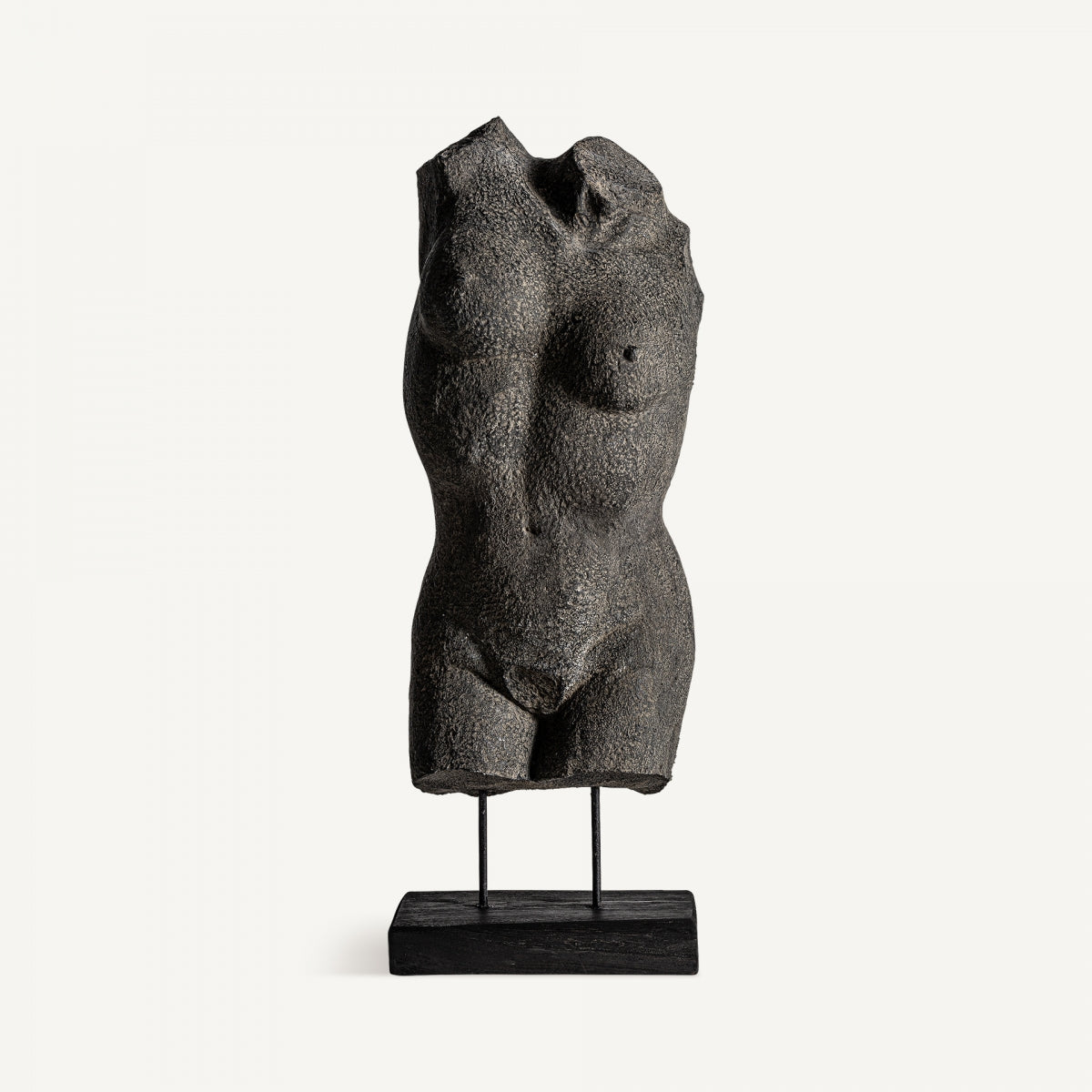 Figura busto negro, terracota y madera