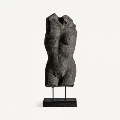 Figura busto negro, terracota y madera