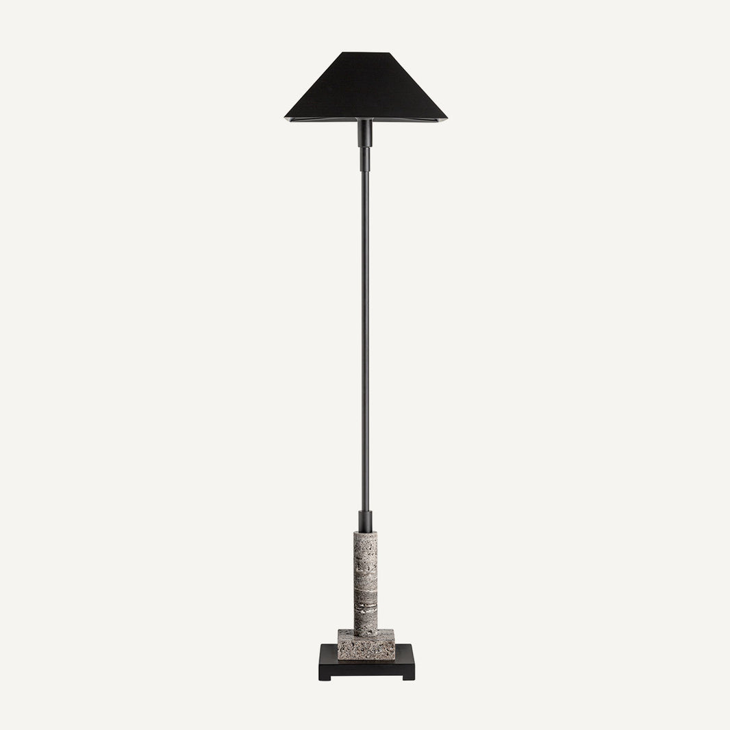 Lámpara de pie fabricada en mármol gris y marrón combinado con hierro negro. Estilo Art déco