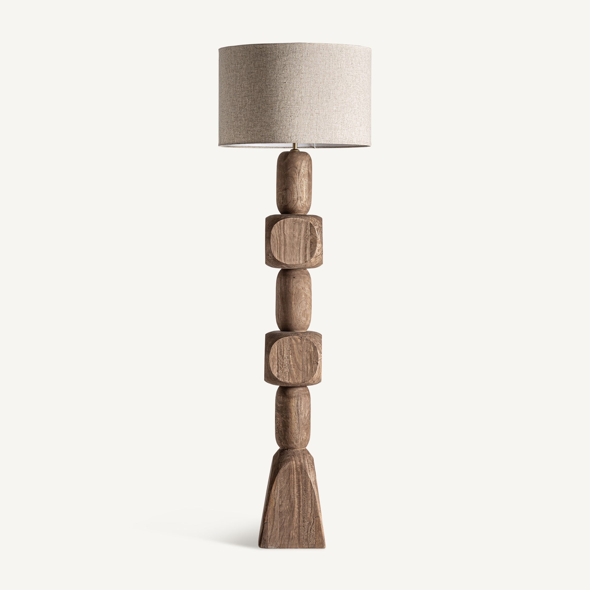 Lámpara de pie de estilo contemporáneo en madera de mango y pantalla de yute