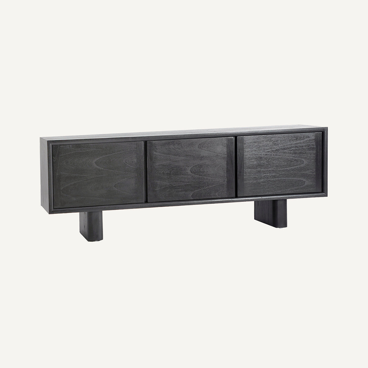 Mueble TV en madera de mindi, color negro. Estilo contemporáneo