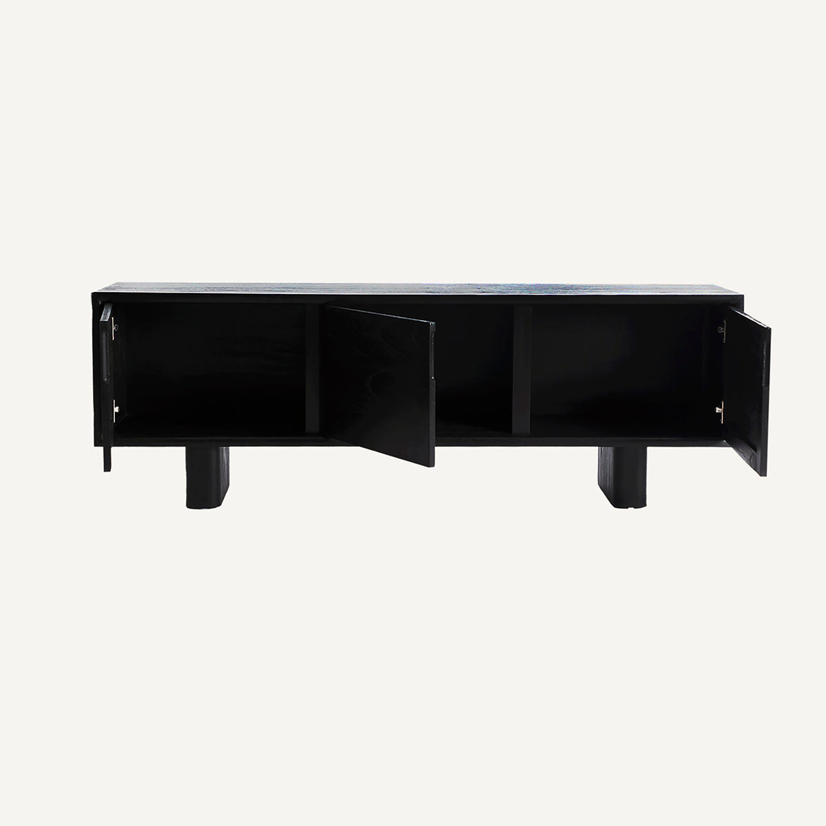 Mueble TV en madera de mindi, color negro. Estilo contemporáneo