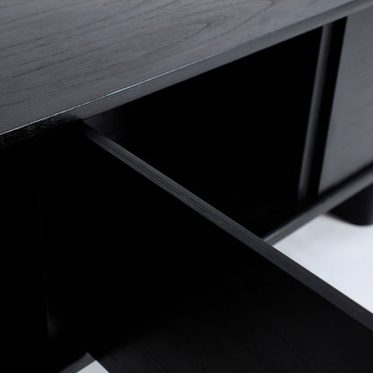 Mueble TV en madera de mindi, color negro. Estilo contemporáneo