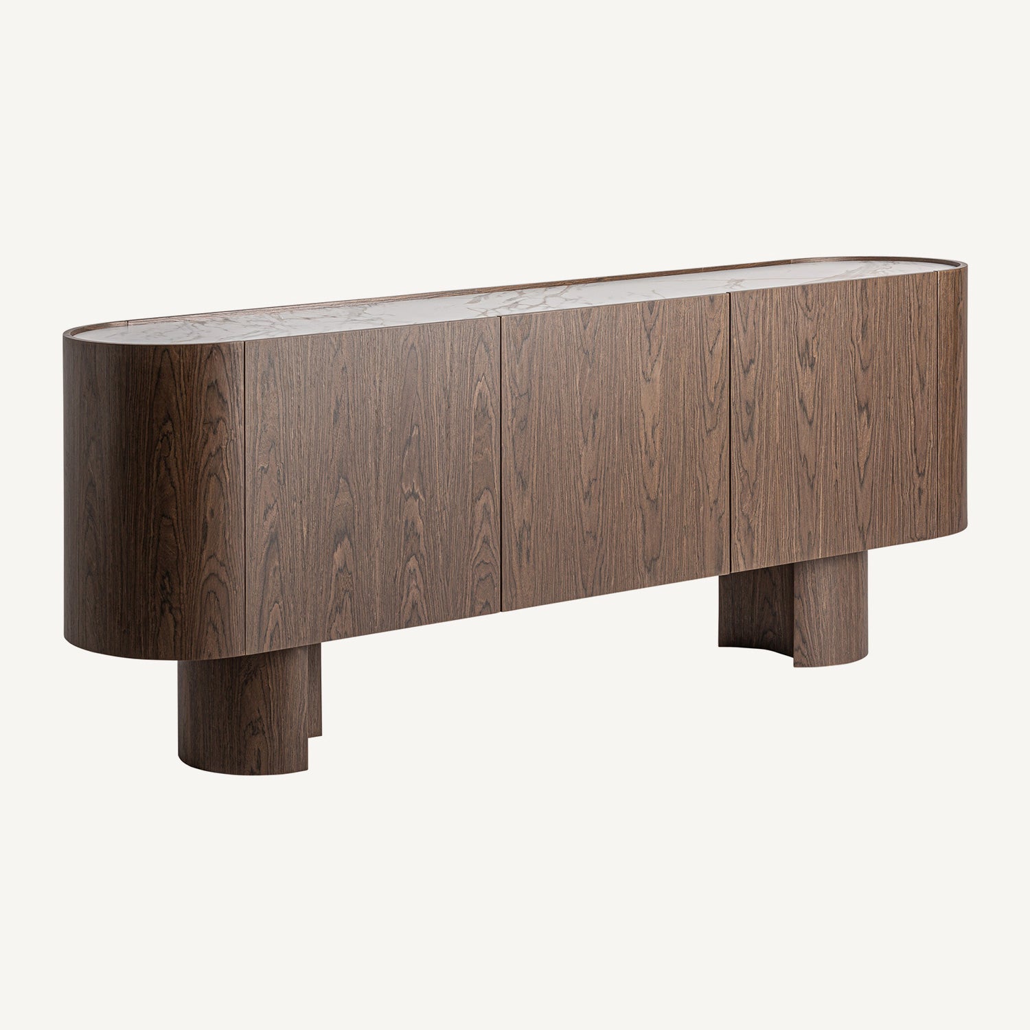 Mueble TV Arko en Madera y Porcelana Blanca