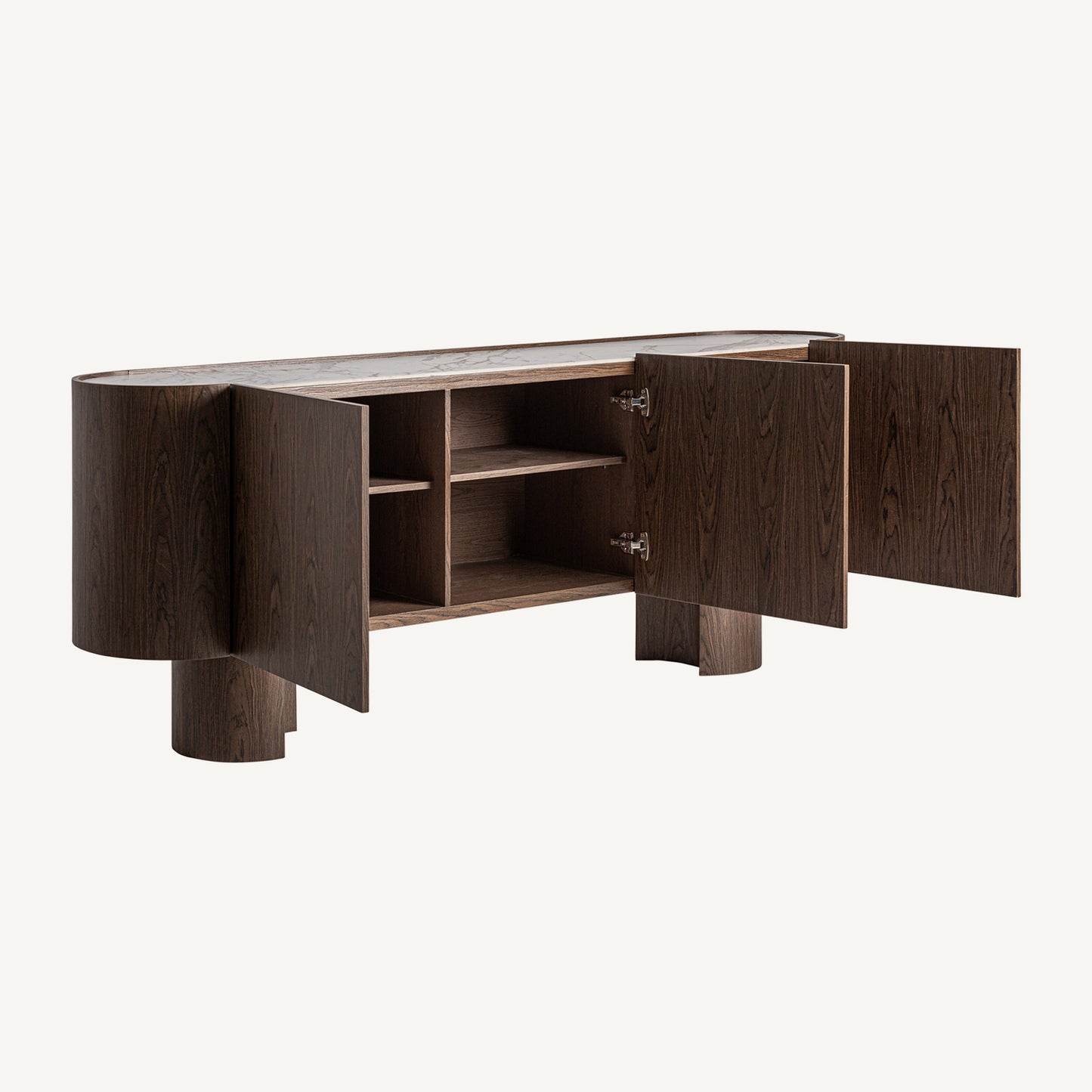 Mueble TV Arko en Madera y Porcelana Blanca