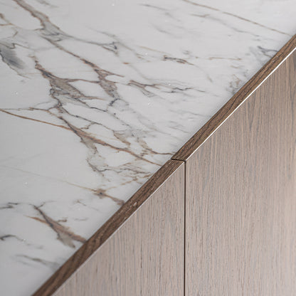 Mueble TV Arko en Madera y Porcelana Blanca