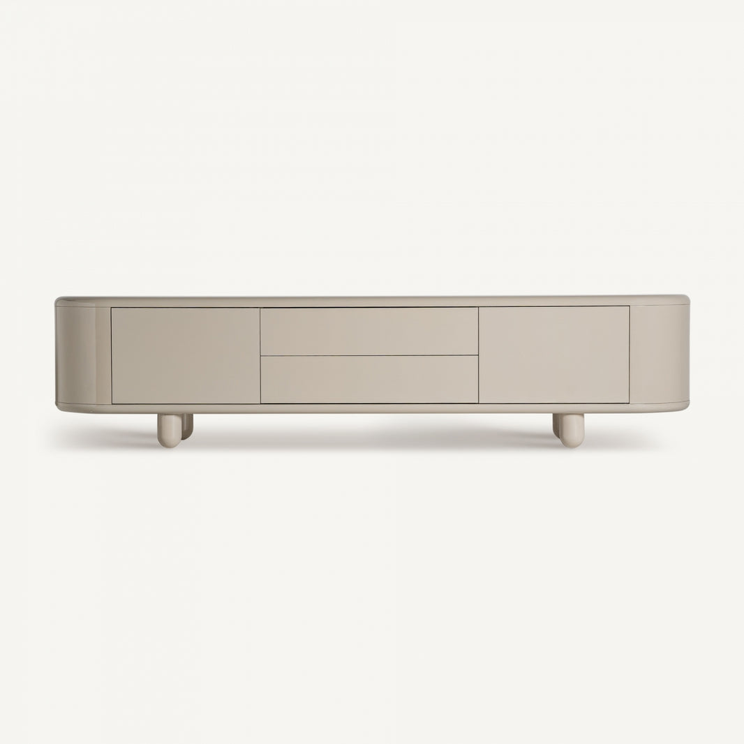 Mueble TV en madera DM combinado con melamina, color gris