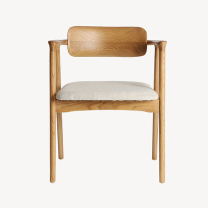 Silla Eriswil de madera de olmo con asiento tapizado en tono crema