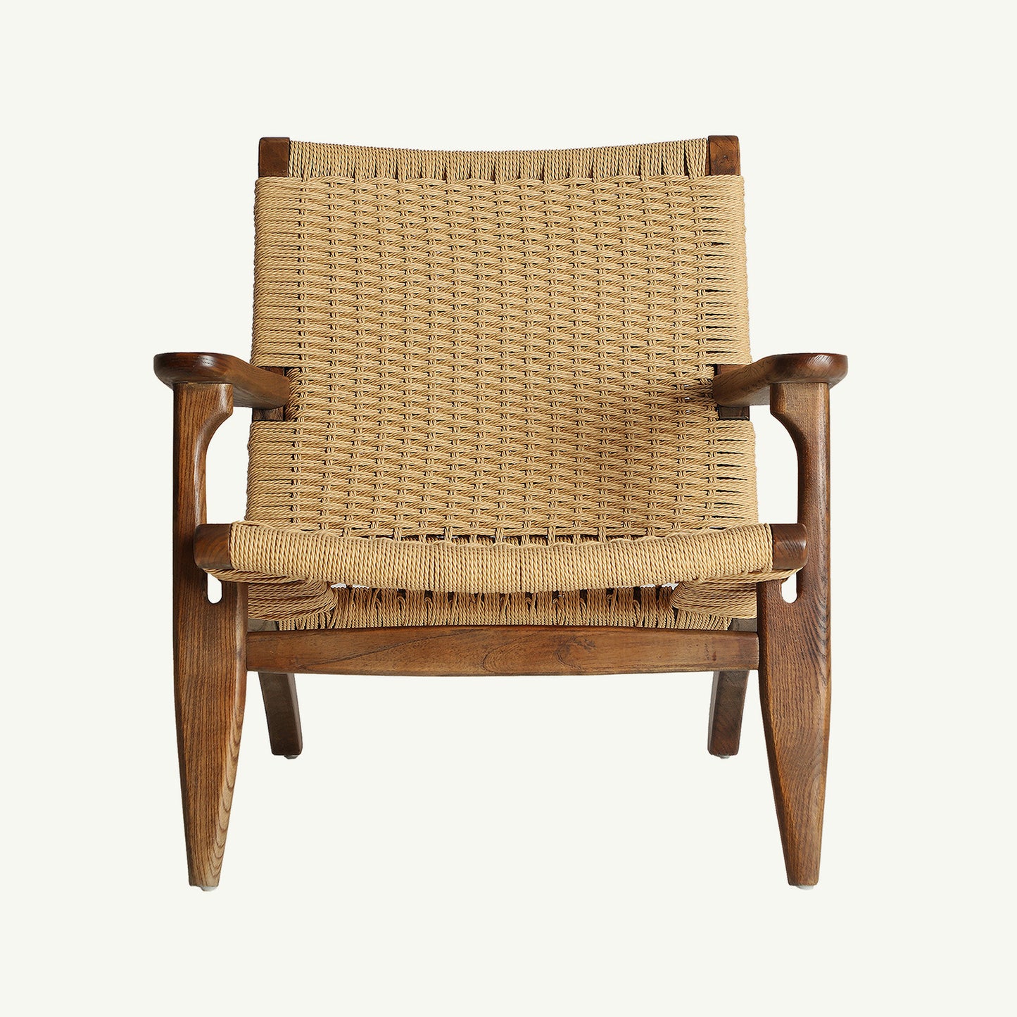 Sillón Jeshare estilo natural en madera de olmo y la cuerda 