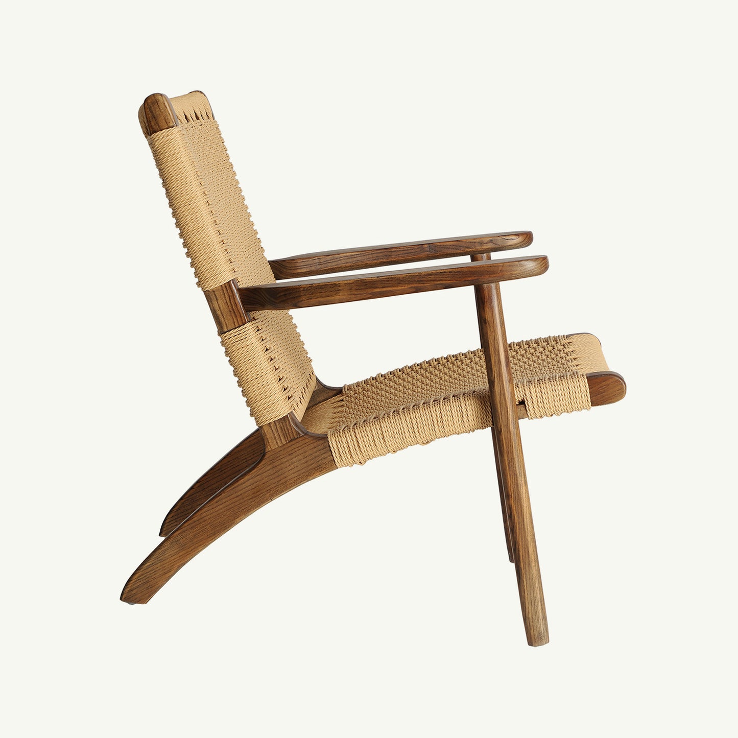 Sillón Jeshare en madera y cuerda en marrón claro estilo boho chic