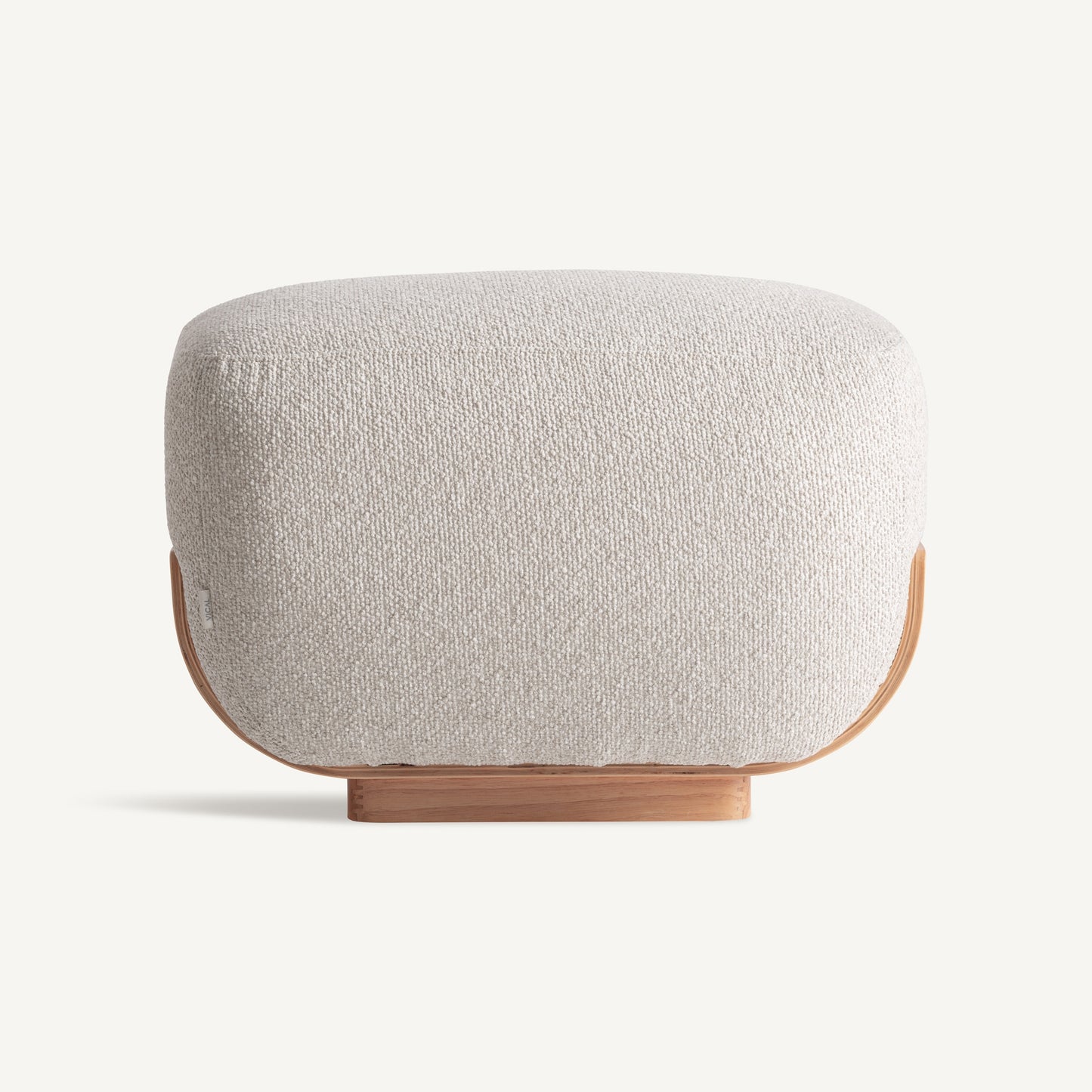 Reposapiés en blanco roto con madera