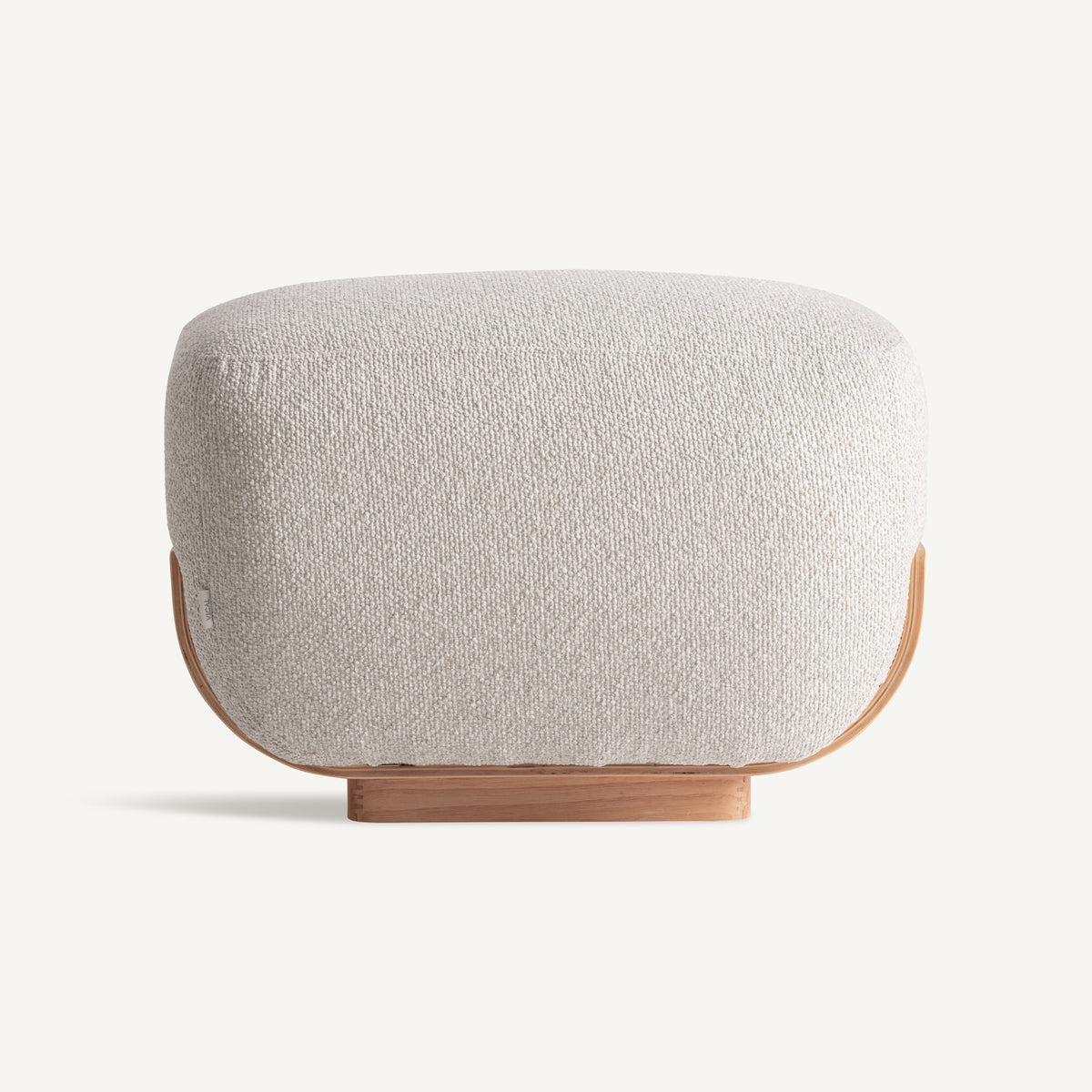 Reposapiés en blanco roto con madera