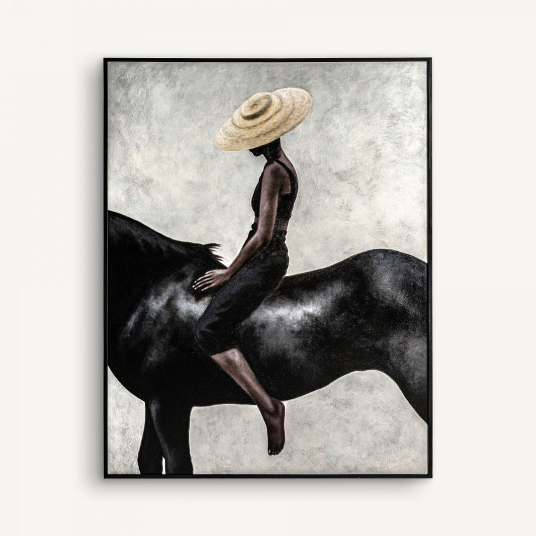 Cuadro de chica sobre caballo
