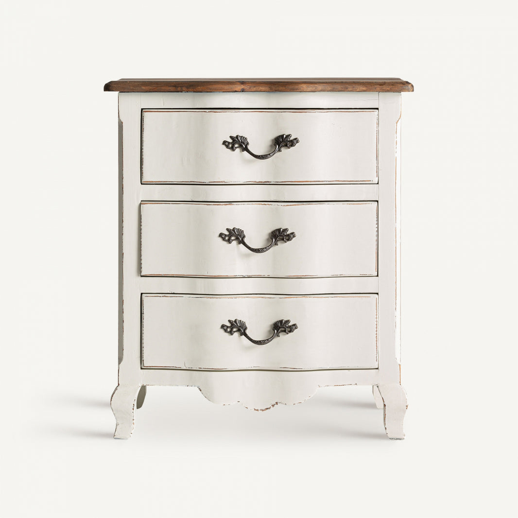 Mesita de noche Estilo Francés Coquette Blanco roto
