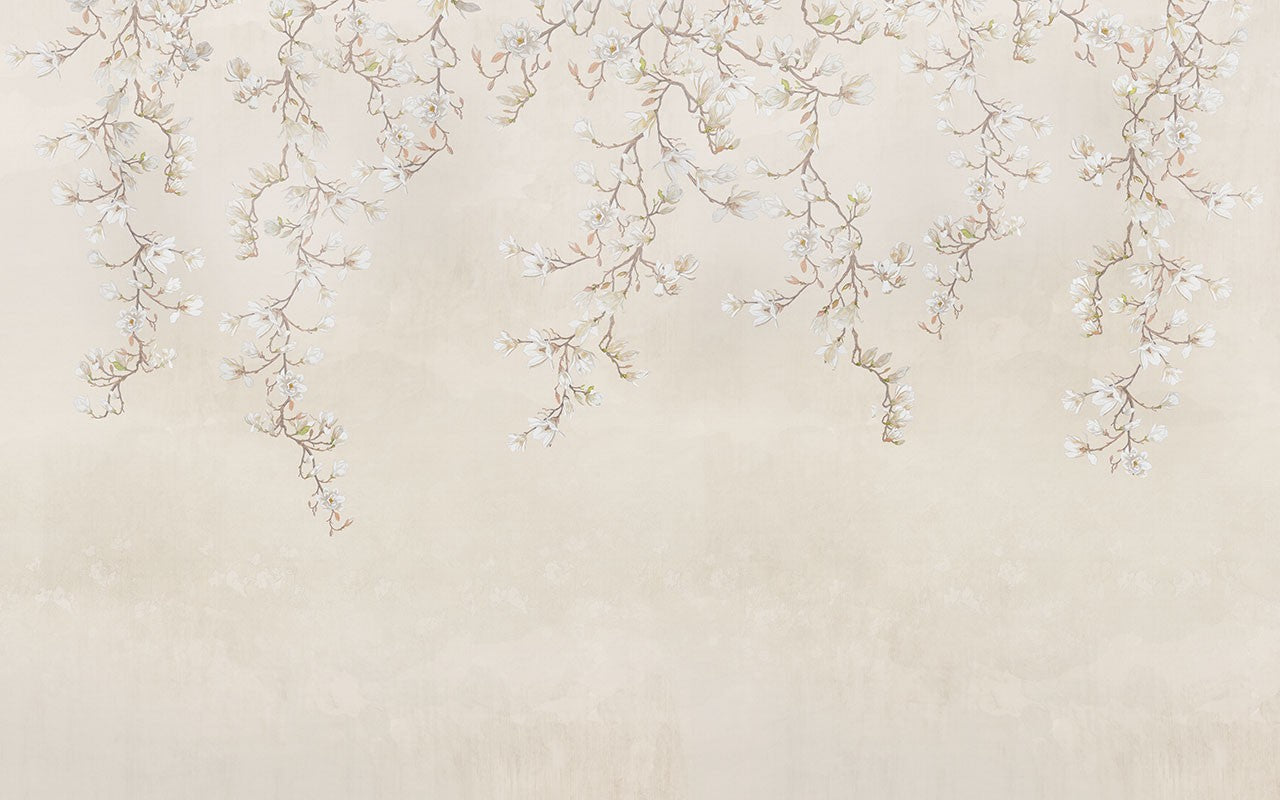 papel de pared ramas para dormitorio beige