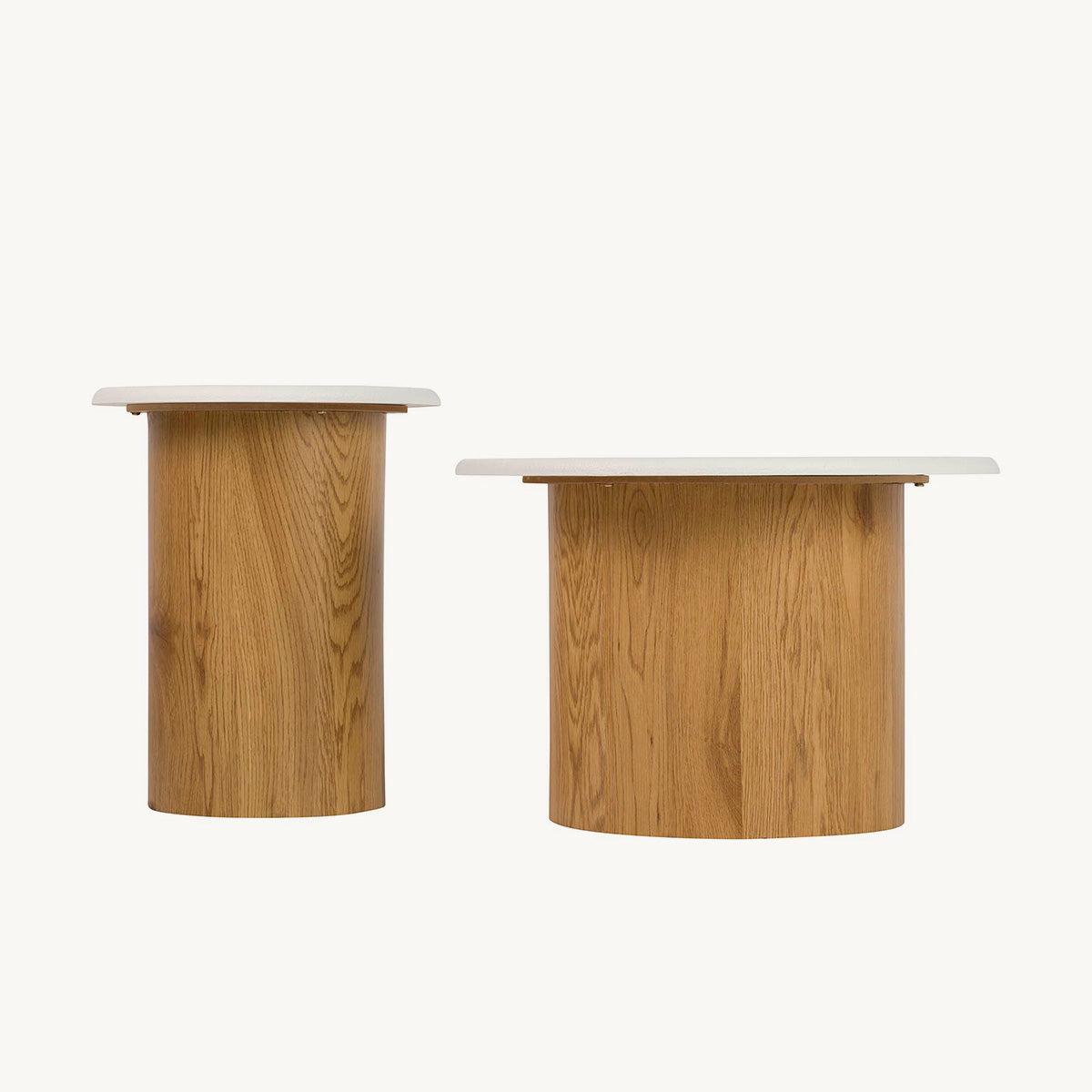 Mesa auxiliar, set dos, marrón y blanco. De vinilo y MDF