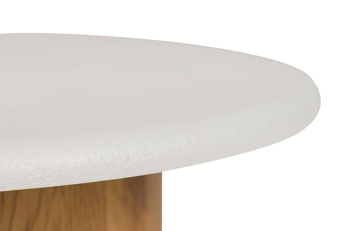 Mesa auxiliar, set dos, marrón y blanco. De vinilo y MDF