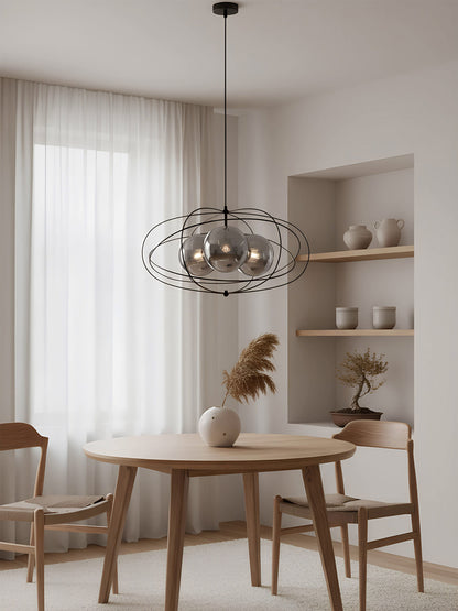 Lampara circular colgante con 3 focos ahumado negro