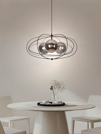 Lampara circular colgante con 3 focos ahumado negro