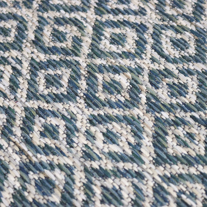 Alfombra de interior y exterior con rombos azul verdoso
