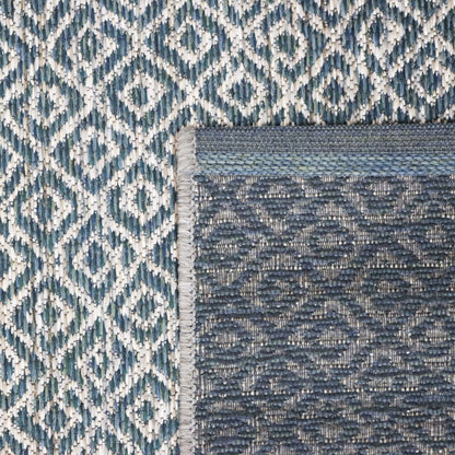 Alfombra de interior y exterior con rombos azul verdoso