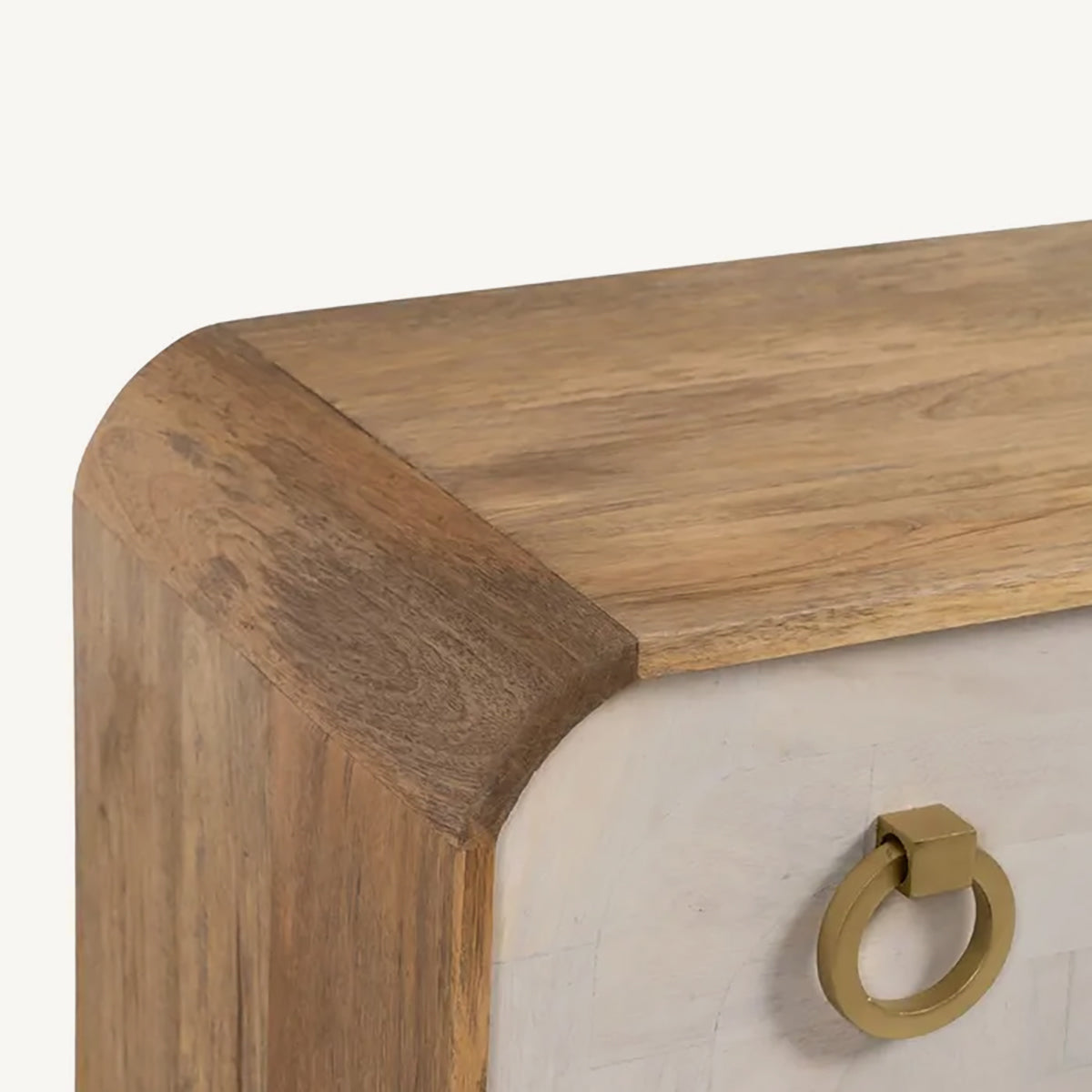 Cómoda en madera de mango natural y blanco