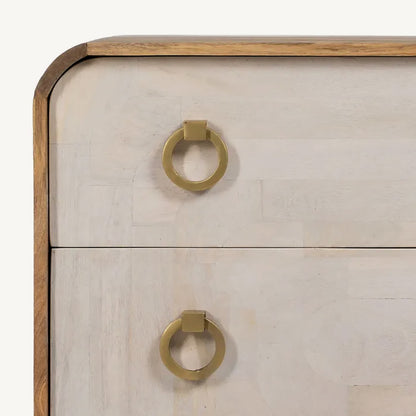 Cómoda en madera de mango natural y blanco