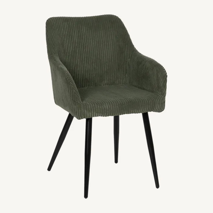 Silla Wai verde de tejido con estructura metálica de diseño moderno contract