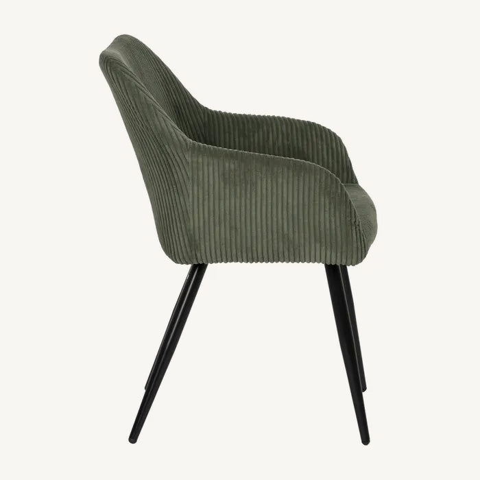 Silla Wai verde de tejido con estructura metálica de diseño moderno contract