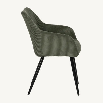 Silla Wai verde de tejido con estructura metálica de diseño moderno contract