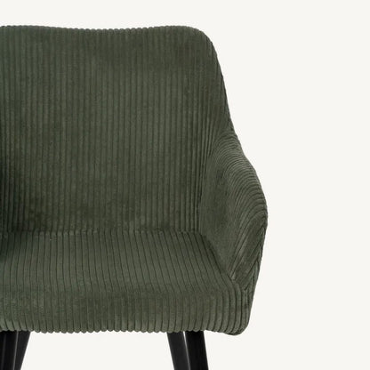 Silla Wai verde contemporánea de estilo contract con reposabrazos y estructura resistente