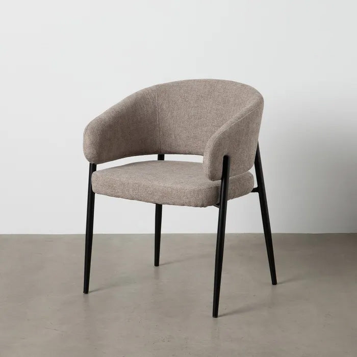 Silla Rangi tejido taupe contemporánea para hostelería