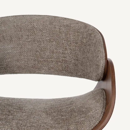 Silla de escritorio de diseño en madera y tejido beige oscuro