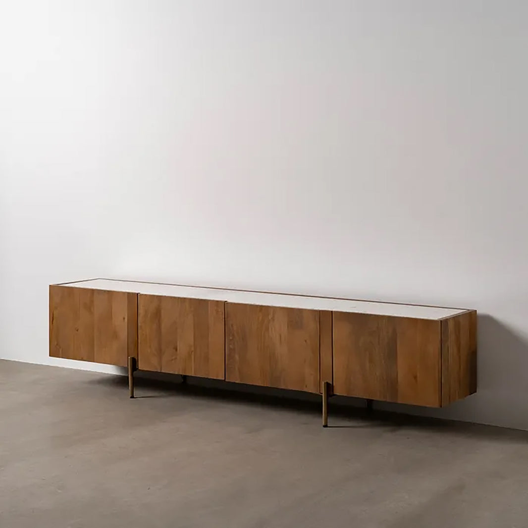 Mueble TV en madera y mármol