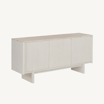 Aparador blanco en madera de mango y mármol