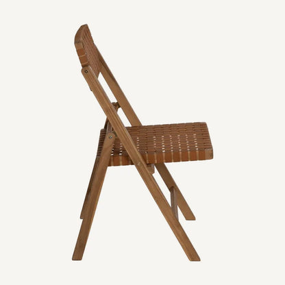 Silla plegable de madera de teca y ratán marrón 