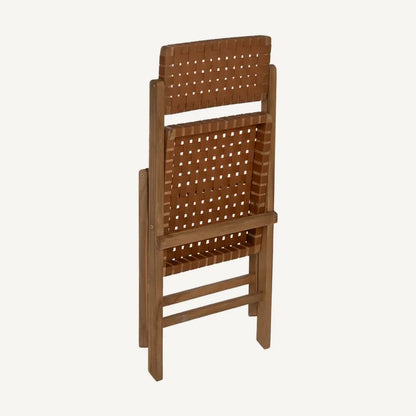 Silla plegable de madera de teca y ratán marrón 