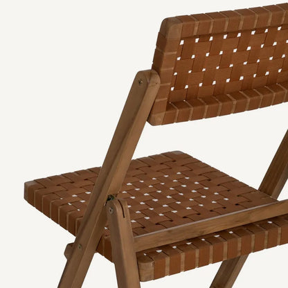 Silla plegable de madera de teca y ratán marrón 