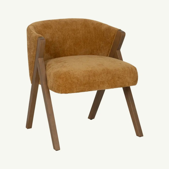 Silla Mauri mostaza cálido de madera de abedul