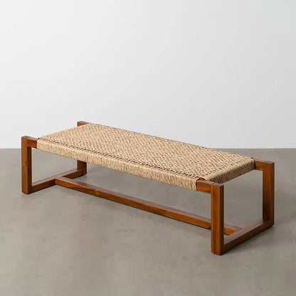 Banqueta de madera y ratán sintético