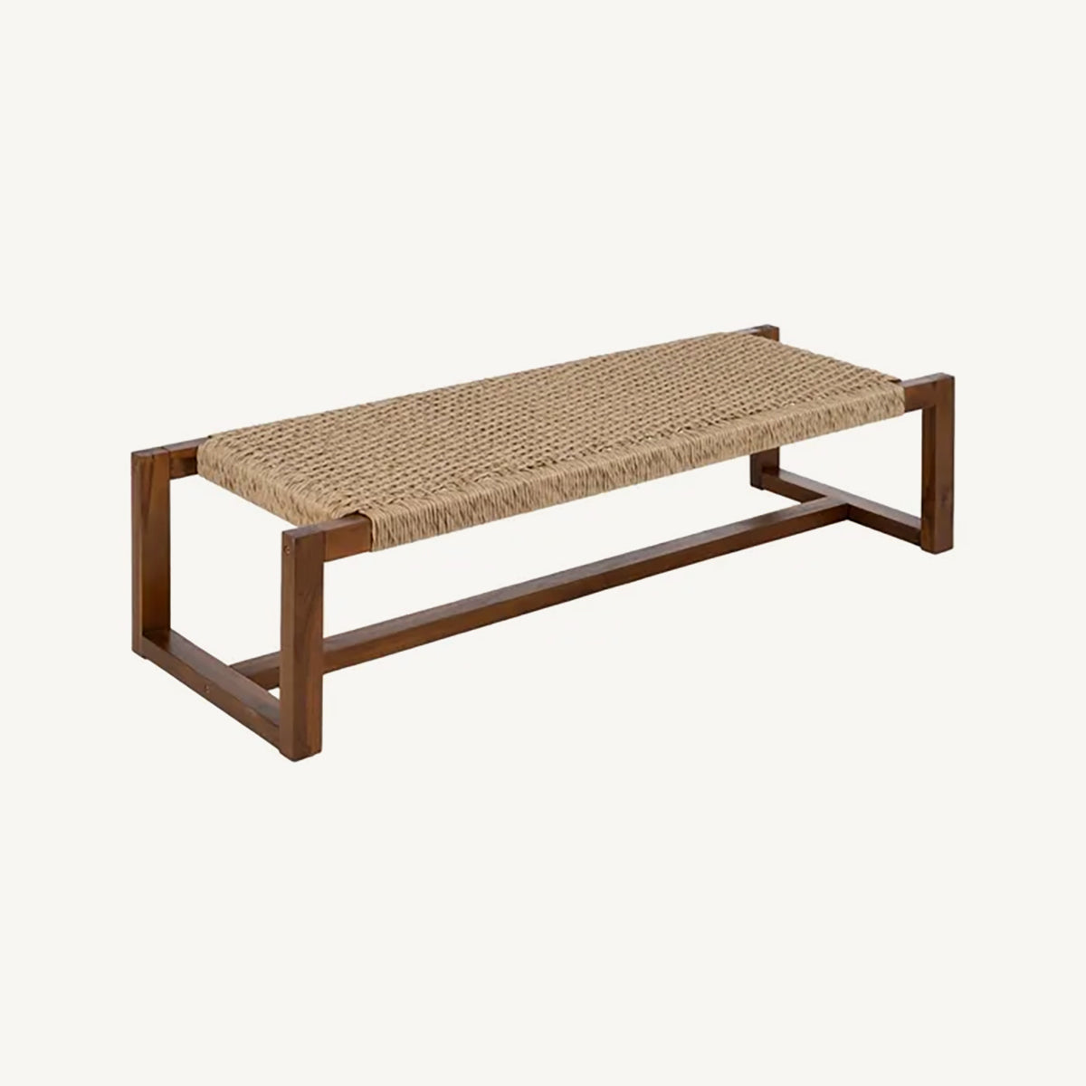 Banqueta de cama madera y ratán sintético