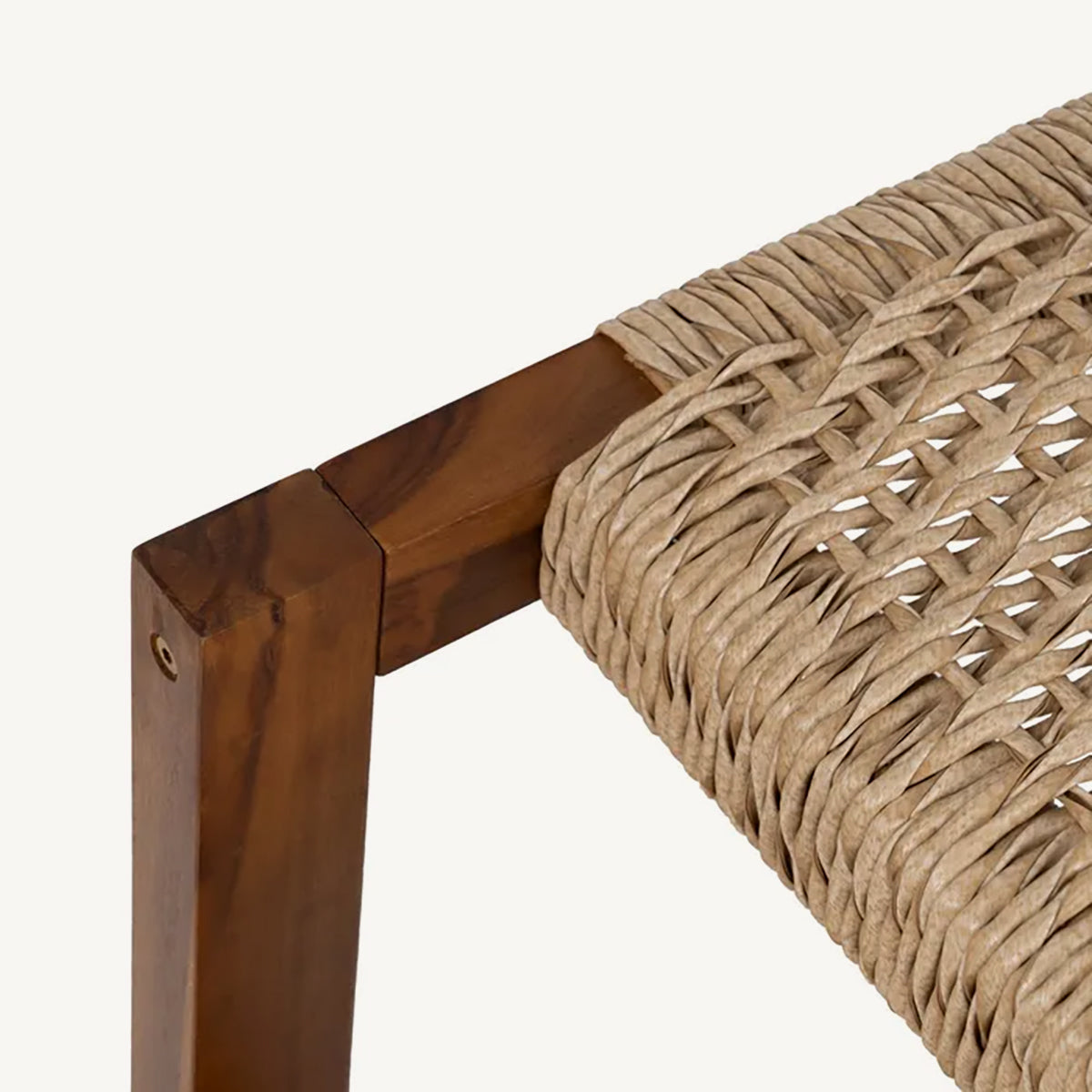 Banqueta de madera y ratán sintético