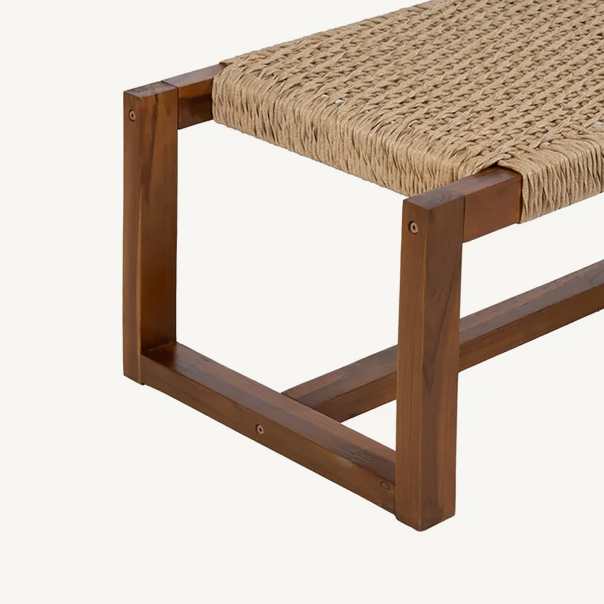 Banqueta de madera y ratán sintético