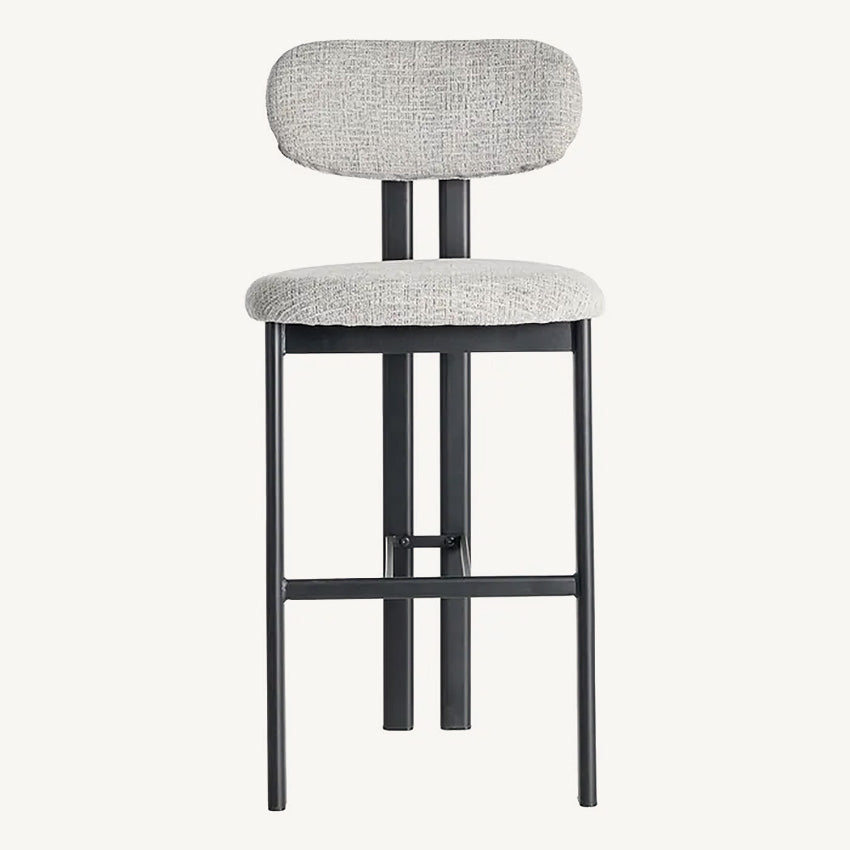Taburete gris y negro con tejido aterciopelado repelente al agua