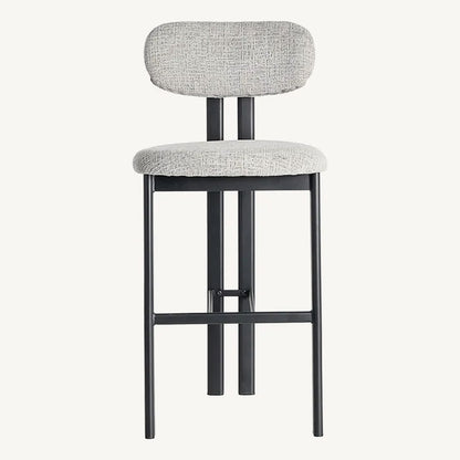 Taburete gris y negro con tejido aterciopelado repelente al agua
