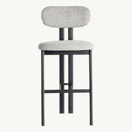 Taburete gris y negro con tejido aterciopelado repelente al agua