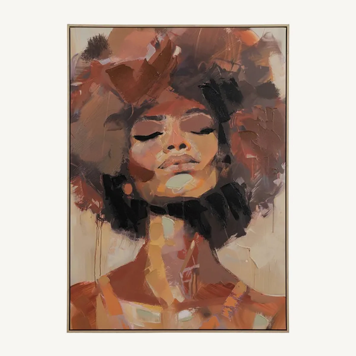 Lienzo pintado a mano contemporáneo con figura femenina